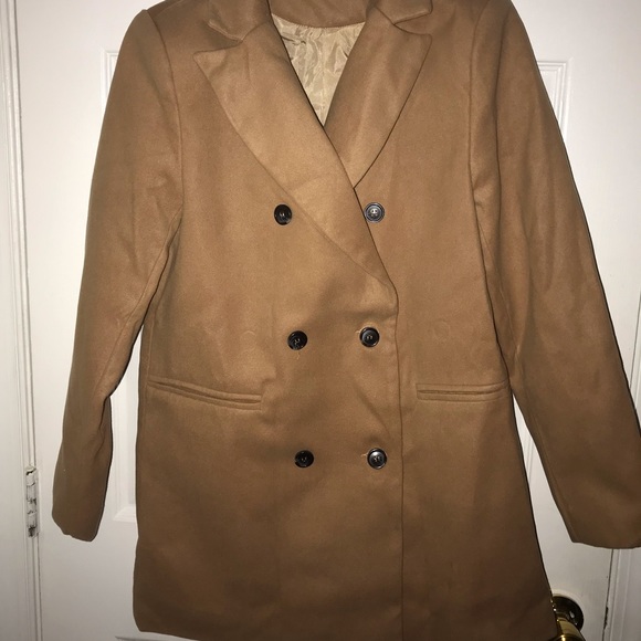 SHEIN Womens NWOT Camel Pea Coat - Picture 2 of 3